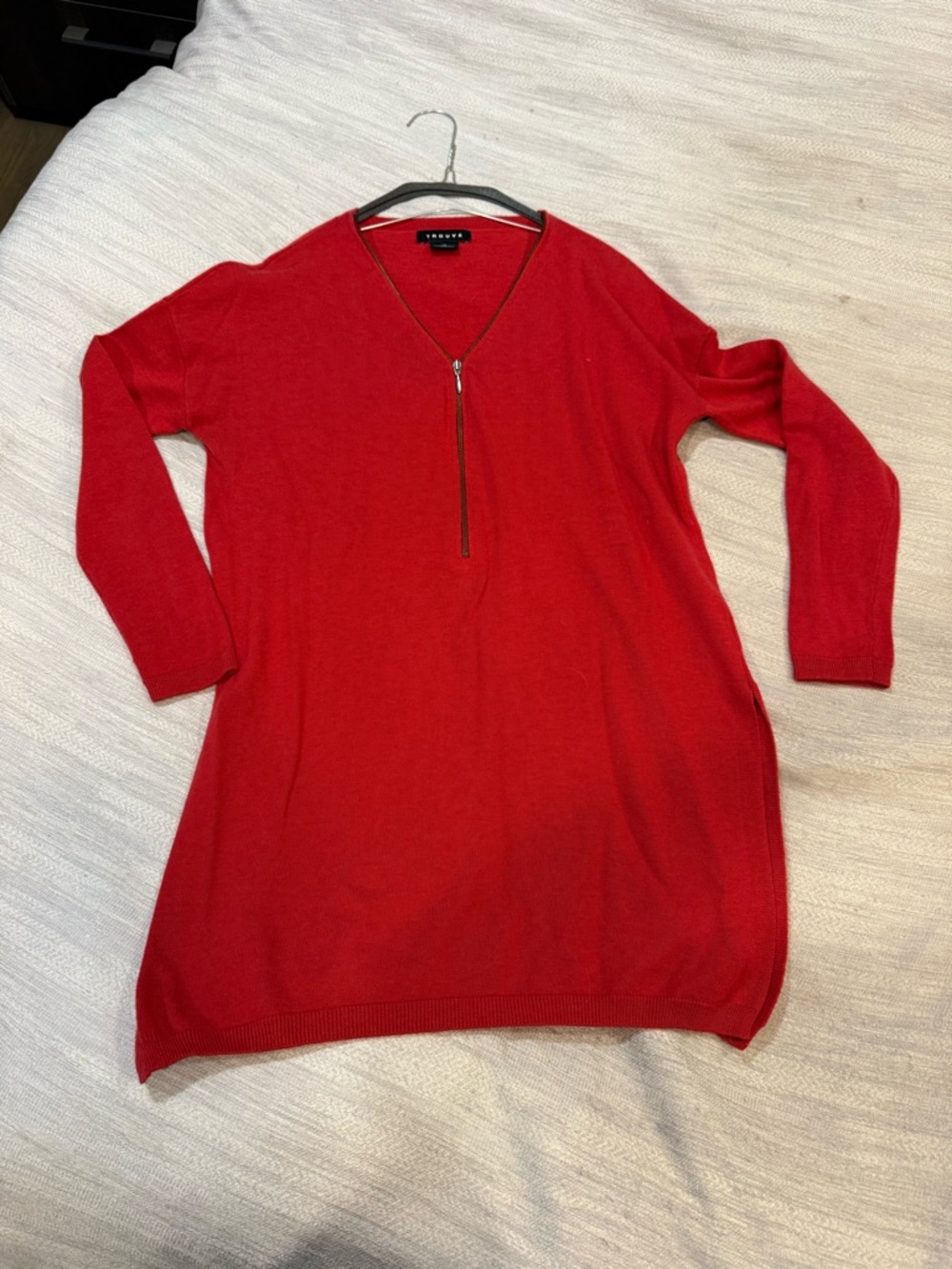 Trouvé Red V-Neck Zip Pullover